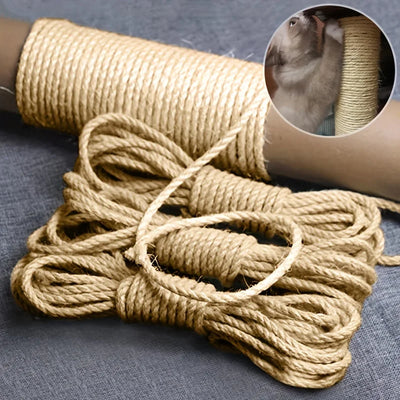 Natural Jute Rope for Cat Scratching Posts, 10 m