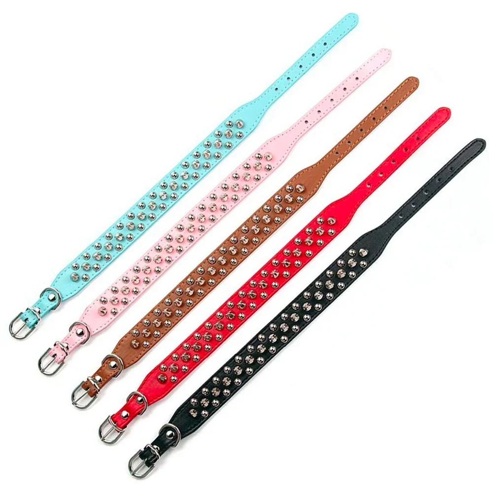 Spiked Faux Leather Dog Collar
