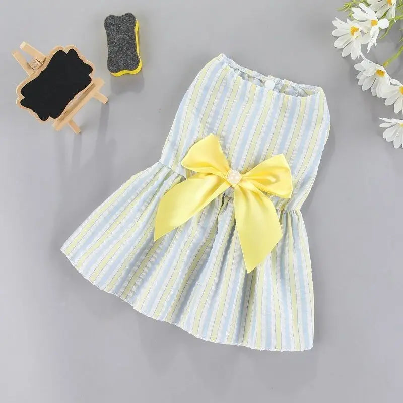 Bow Princess Dress for Small Dogs - Yellow / XS