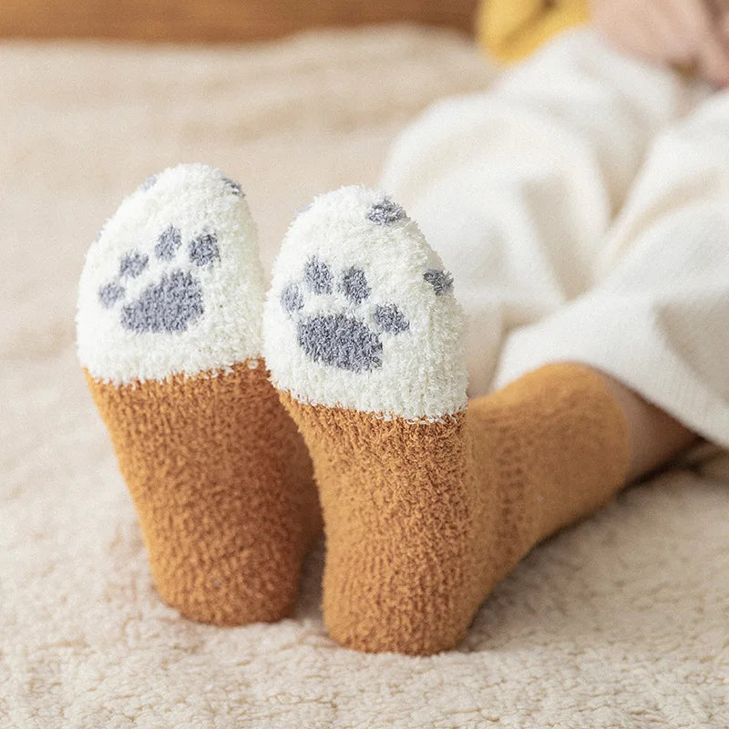 Fluffy Cat Paw Socks