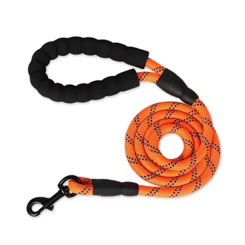 Reflective Nylon Rope Dog Lead - Orange / 0.8 cm 1.5 m