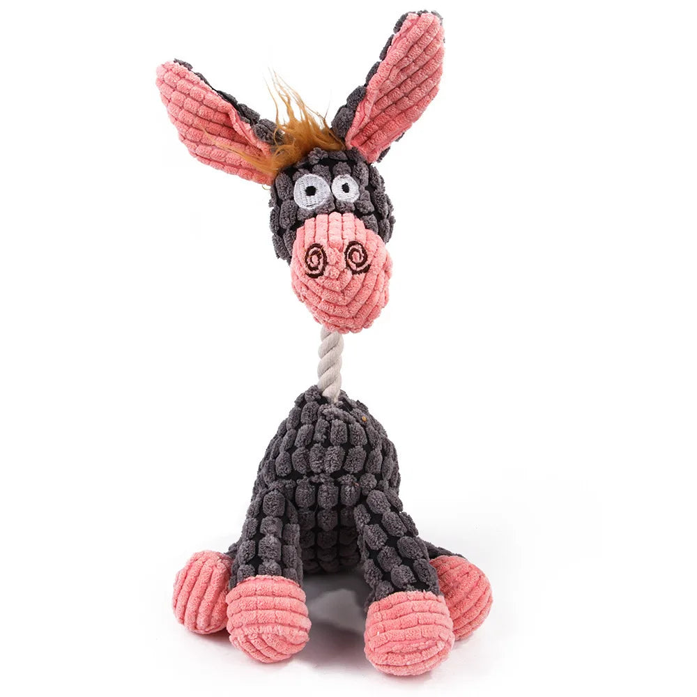 Corduroy Squeaky Animal Dog Toy