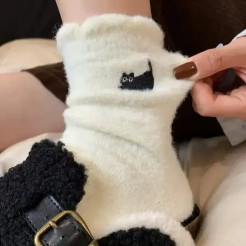 Fuzzy Cat Face Socks