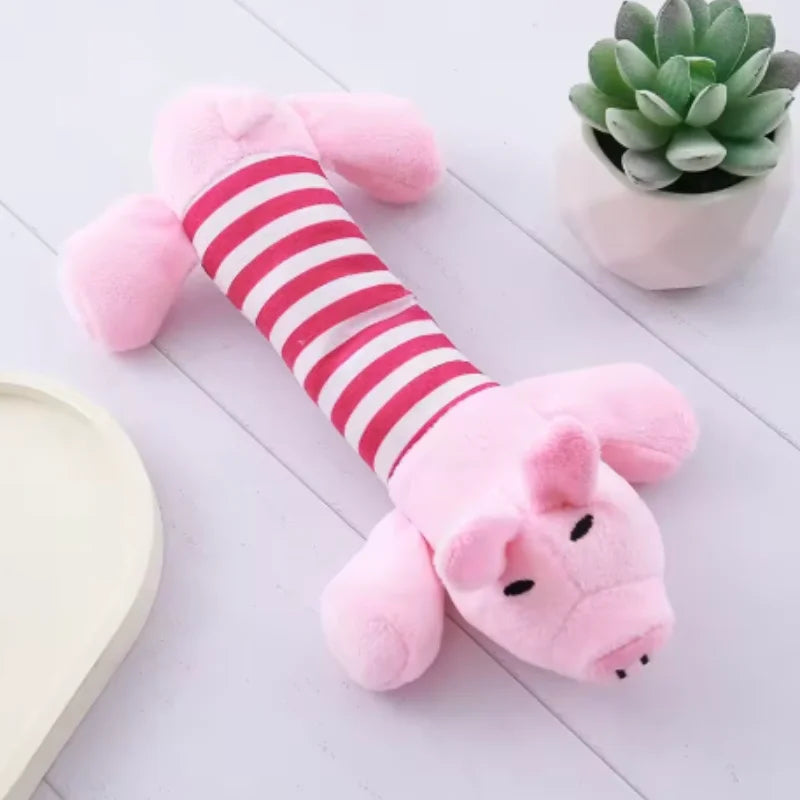 Small Squeaky Plush Animal Dog Toy - Pink Pig