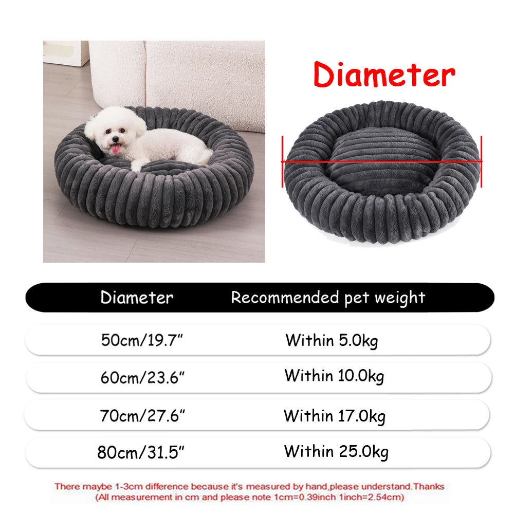 Fluffy Round Calming Bed, up to 90 cm - Pumpkin Gray / 50 cm