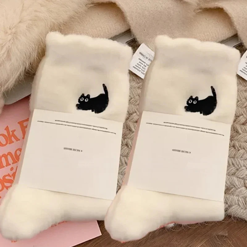 Fuzzy Cat Face Socks