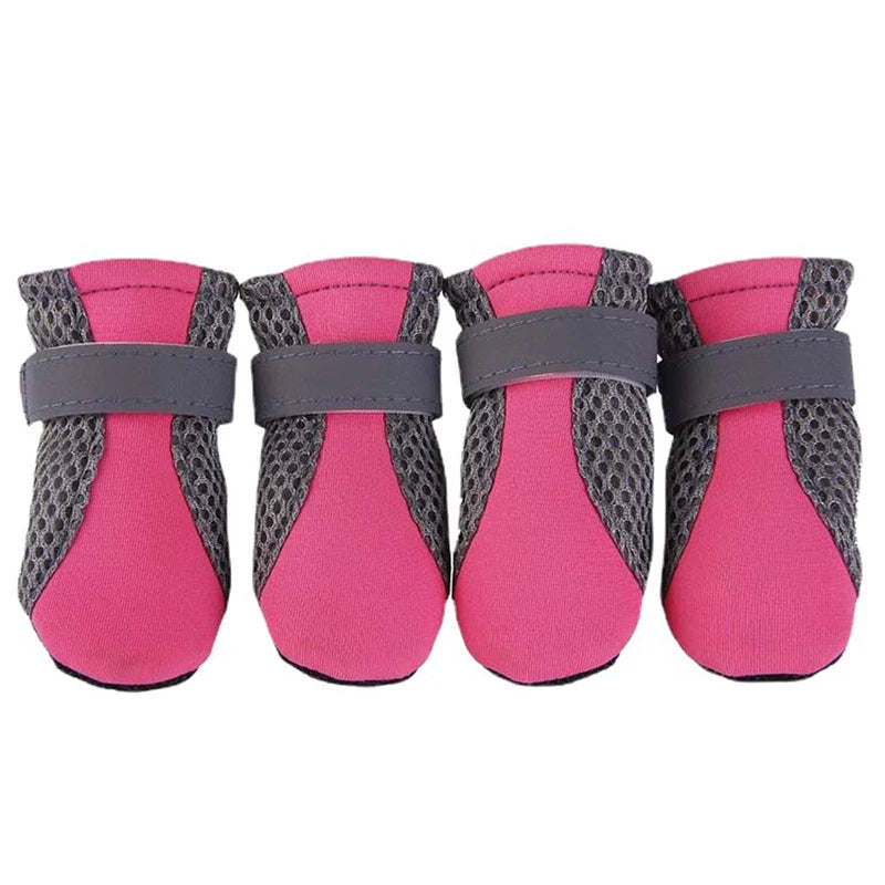 Breathable Reflective Dog Boots - Rose Red / L