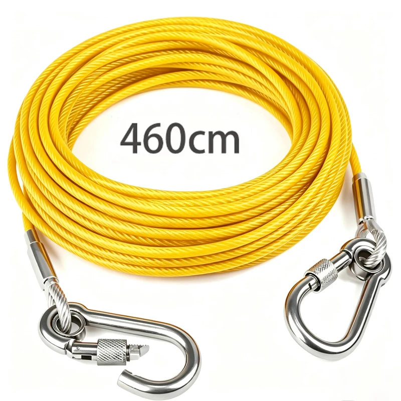 Heavy-Duty Steel Dog Tie-Out Cable - Yellow 460 cm