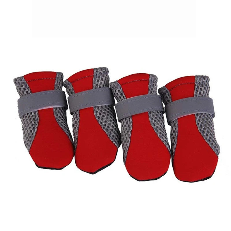 Breathable Reflective Dog Boots - Red / L