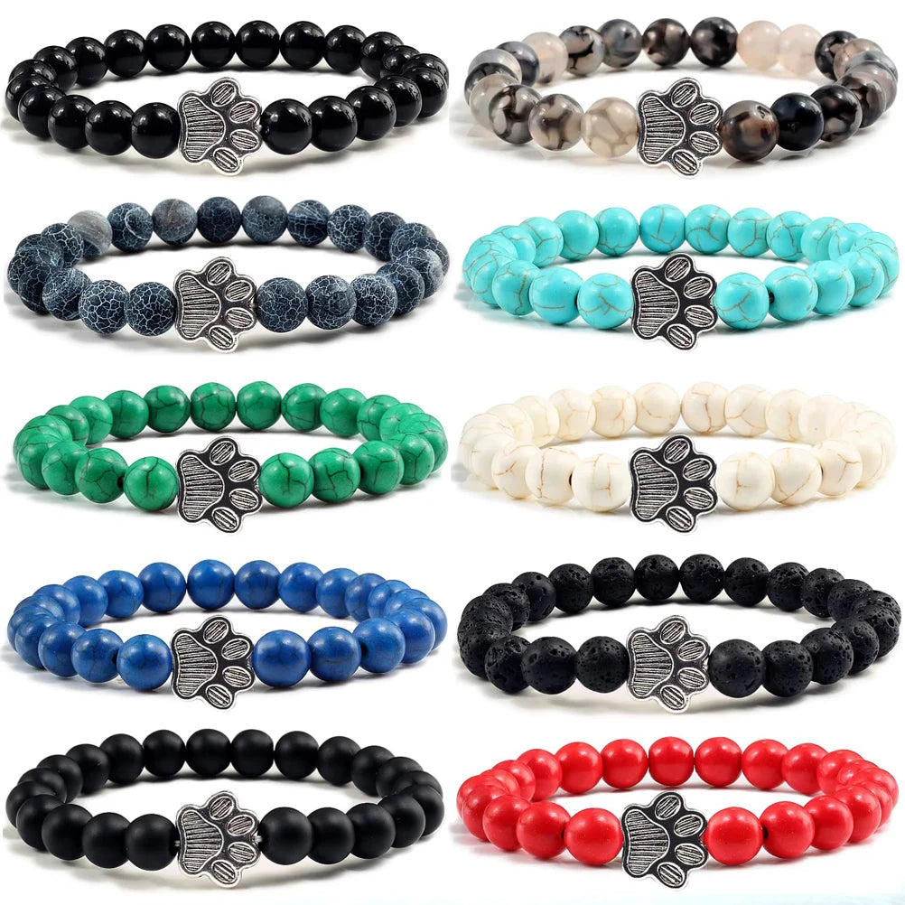 Cat Paw Lava Stone Bead Bracelet
