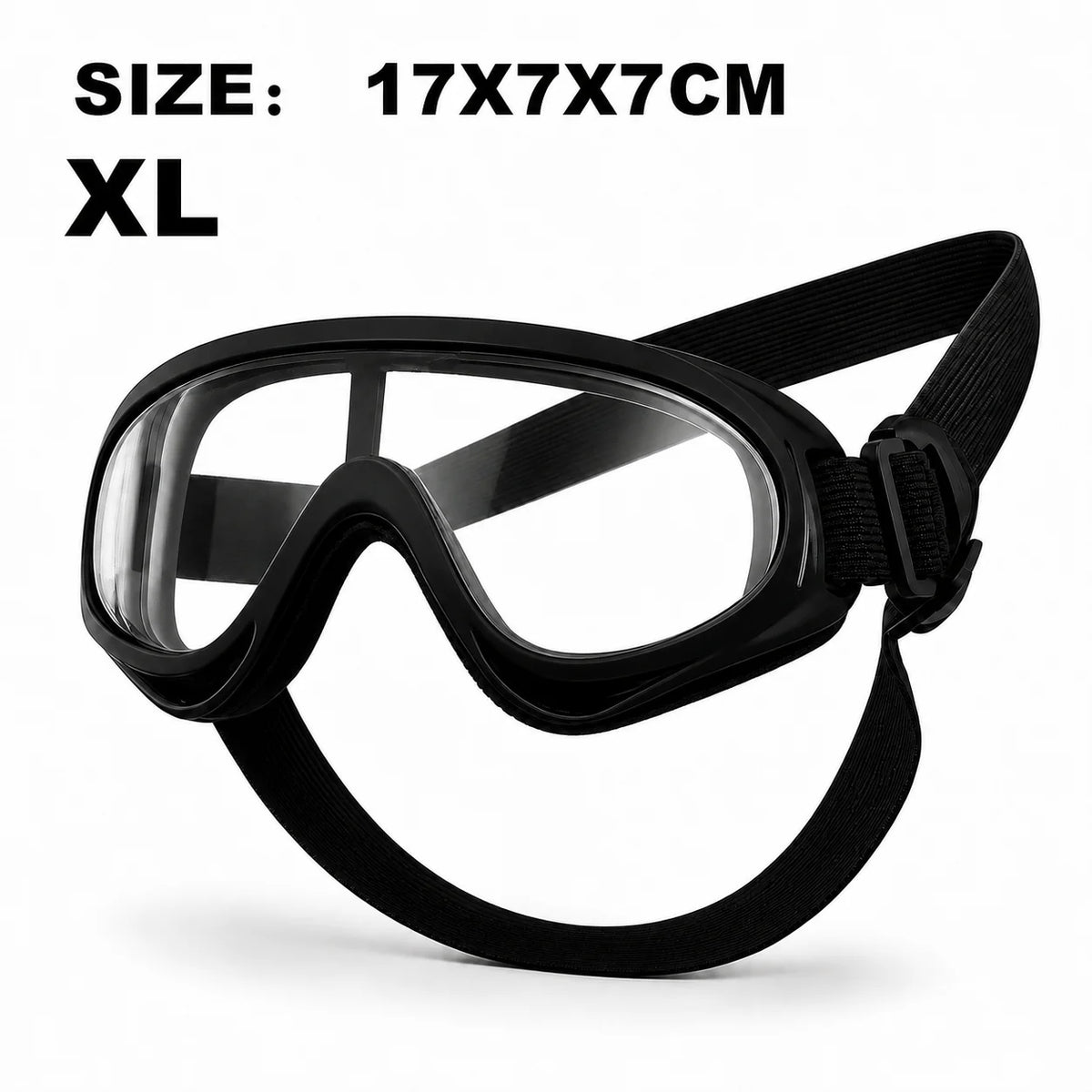 Dog Goggles with UV Protection - Black, clear lens, XL