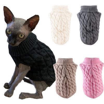 Cable-Knit Jumper for Sphynx and Small Cats