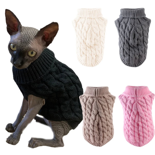 Cable-Knit Jumper for Sphynx and Small Cats