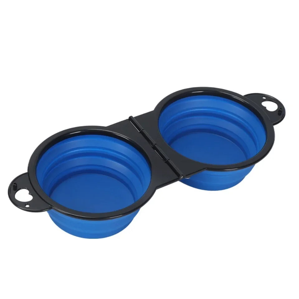 Foldable double travel bowl