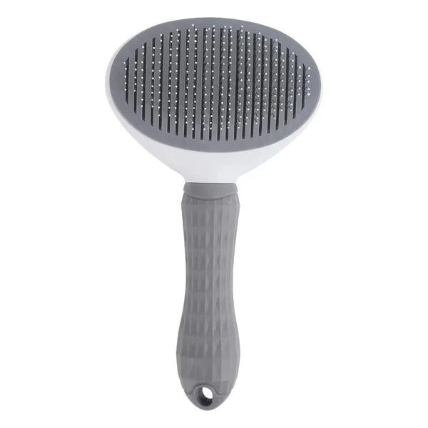 Self-cleaning slicker brush for dogs and cats