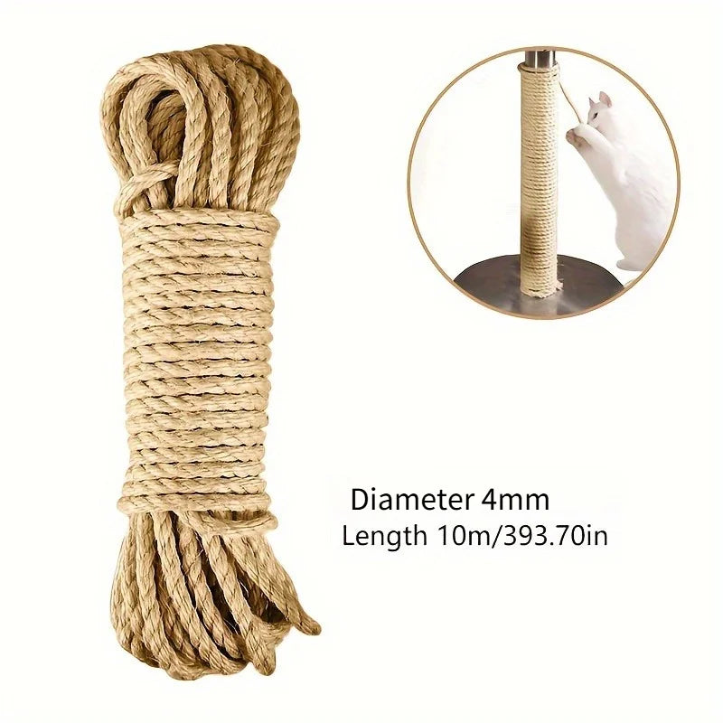 Natural Jute Rope for Cat Scratching Posts, 10 m