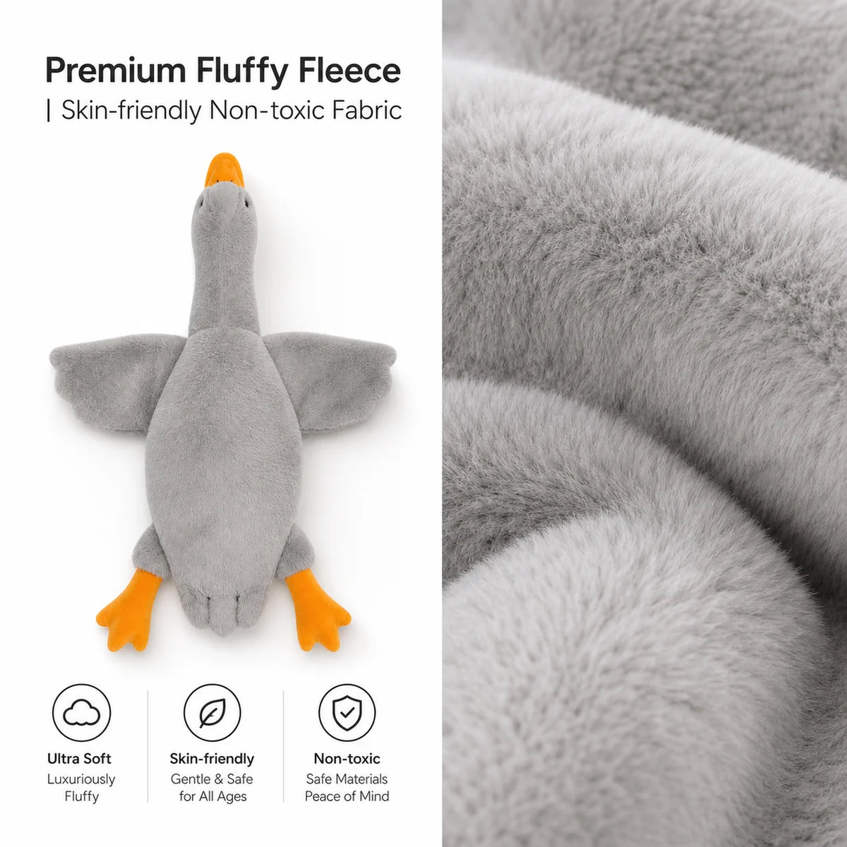 Large Squeaky Plush Goose, 50 cm