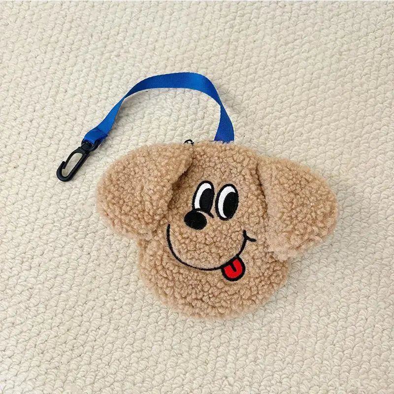 Plush Puppy Poop Bag Holder - Light brown
