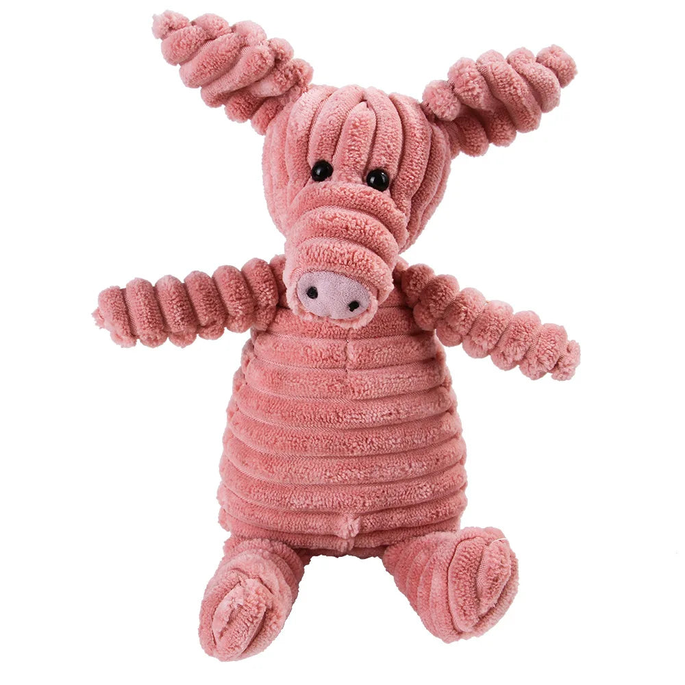 Corduroy Squeaky Animal Dog Toy