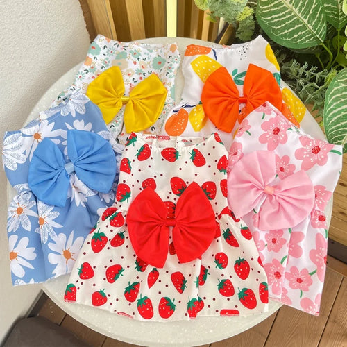 Bow Print Summer Dress for Small Dogs