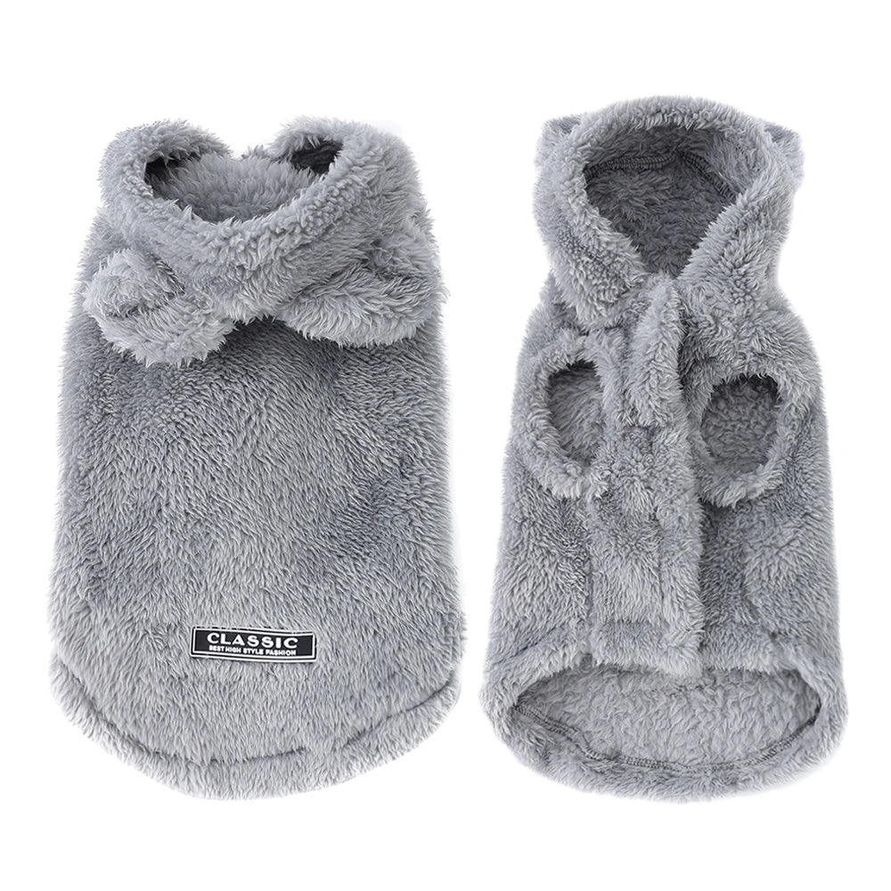 Soft Fleece Hooded Dog Coat - Gray / M