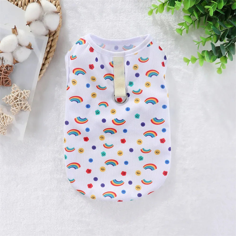 Cartoon Cooling Summer Vest for Dogs - White Rainbow / XS