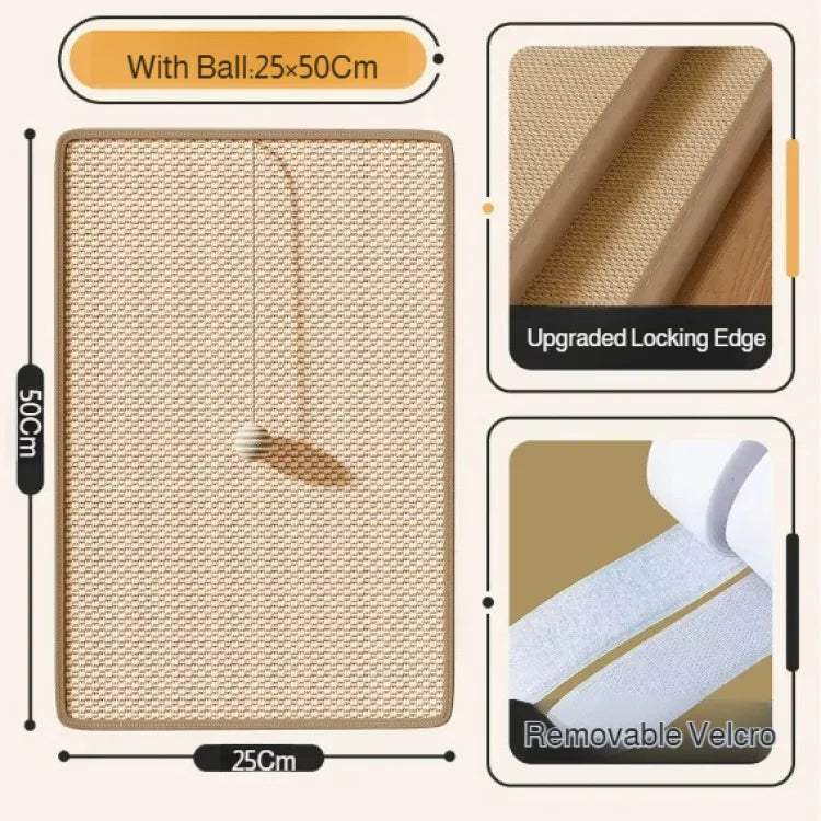 Sisal Cat Scratching Mat - 25 x 50 cm with ball toy