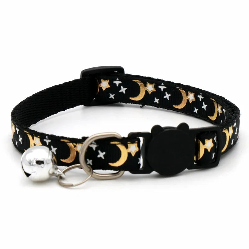 Star and Moon Cat Collar with Bell