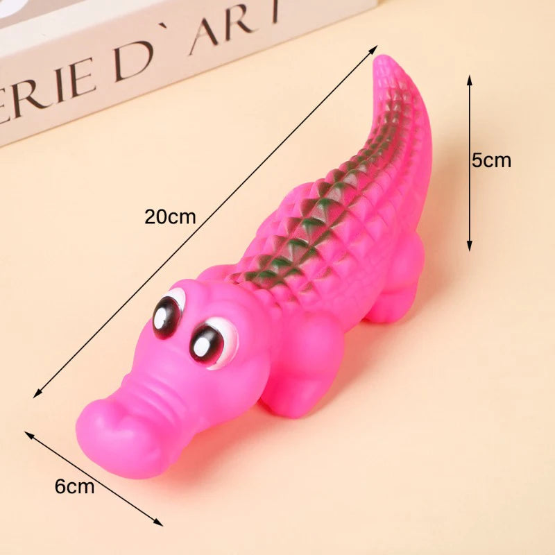 Latex Crocodile Squeaky Toy - Pink