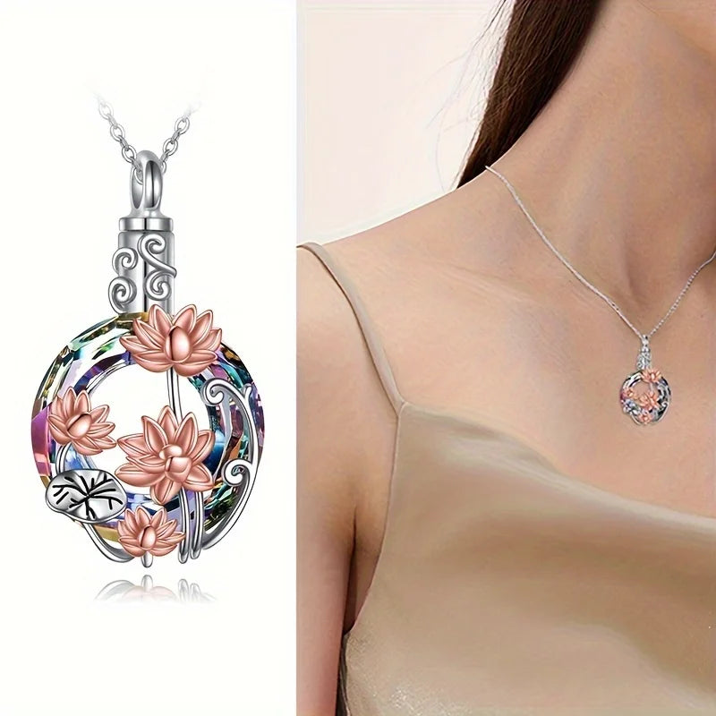 Lotus Crystal Keepsake Necklace