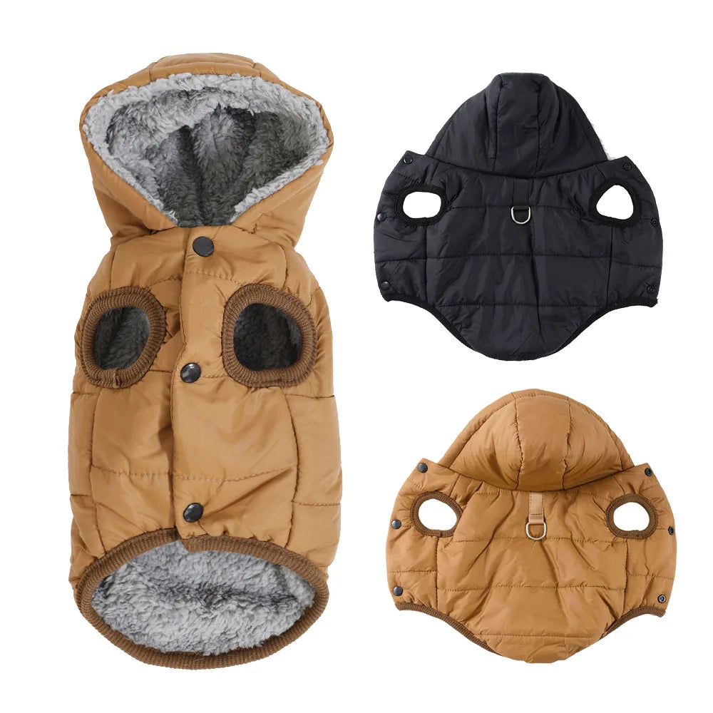 Hooded Fleece-Lined Dog Jacket