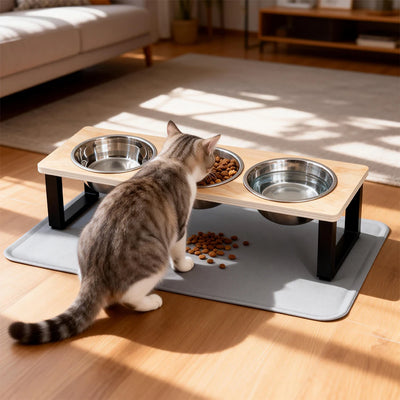 Triple Bowl Stand with Mat
